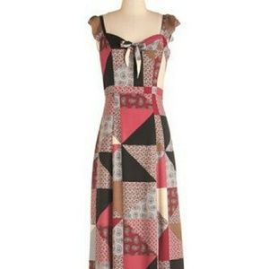 Modcloth Patwork Maxi Slit Dress